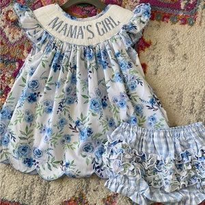 Mama’s Girl Smocked Dress & Bloomer Set 2t